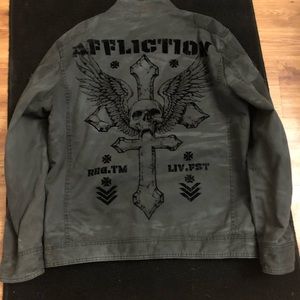Affliction Black Premium Jacket Distressed Men’s Xl